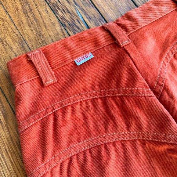 Vintage DITTOS pants jeans high rise 1970's orange twill double yoke Size XS - Picture 3 of 8